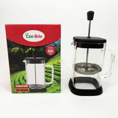 Френч-пресс Con Brio 600 мл CB-6660B, Френч-пресс для крепкого кофе, Многоразовый френч-пресс