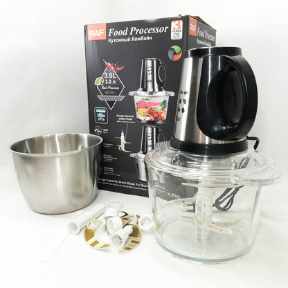 Блендер-измельчитель RAF R.7028 2 в 1, 300 Вт, 2 чаши, Бытовой мощный измельчитель продуктов