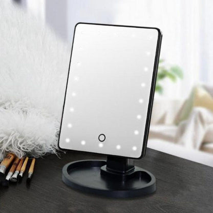 Зеркало для макияжа с 16 LED подсветкой Mirror White, Зеркало со светом для макияжа. Цвет: черный