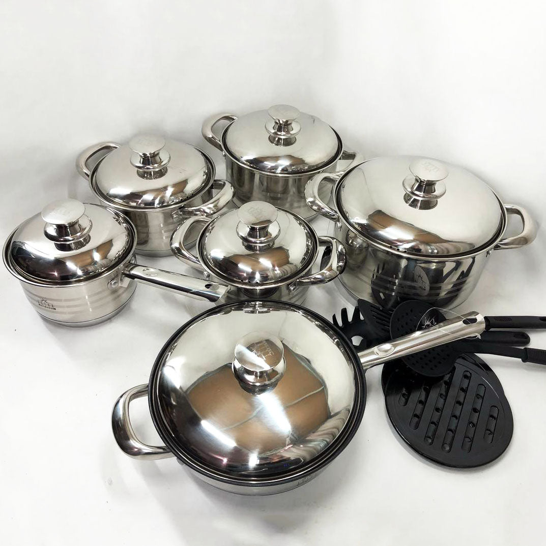 Набор посуды 18 предметов ASTRA A-2518, кастрюли из нержавейки, кастрюли с крышками, хорошие кастрюли