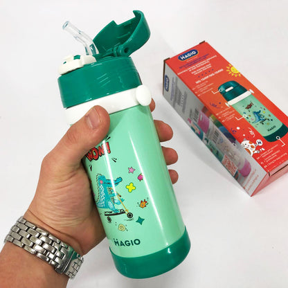Детский вакуумный термос Magio MG-1049M из нержавеющей стали 350 мл, Термос для чая помповый