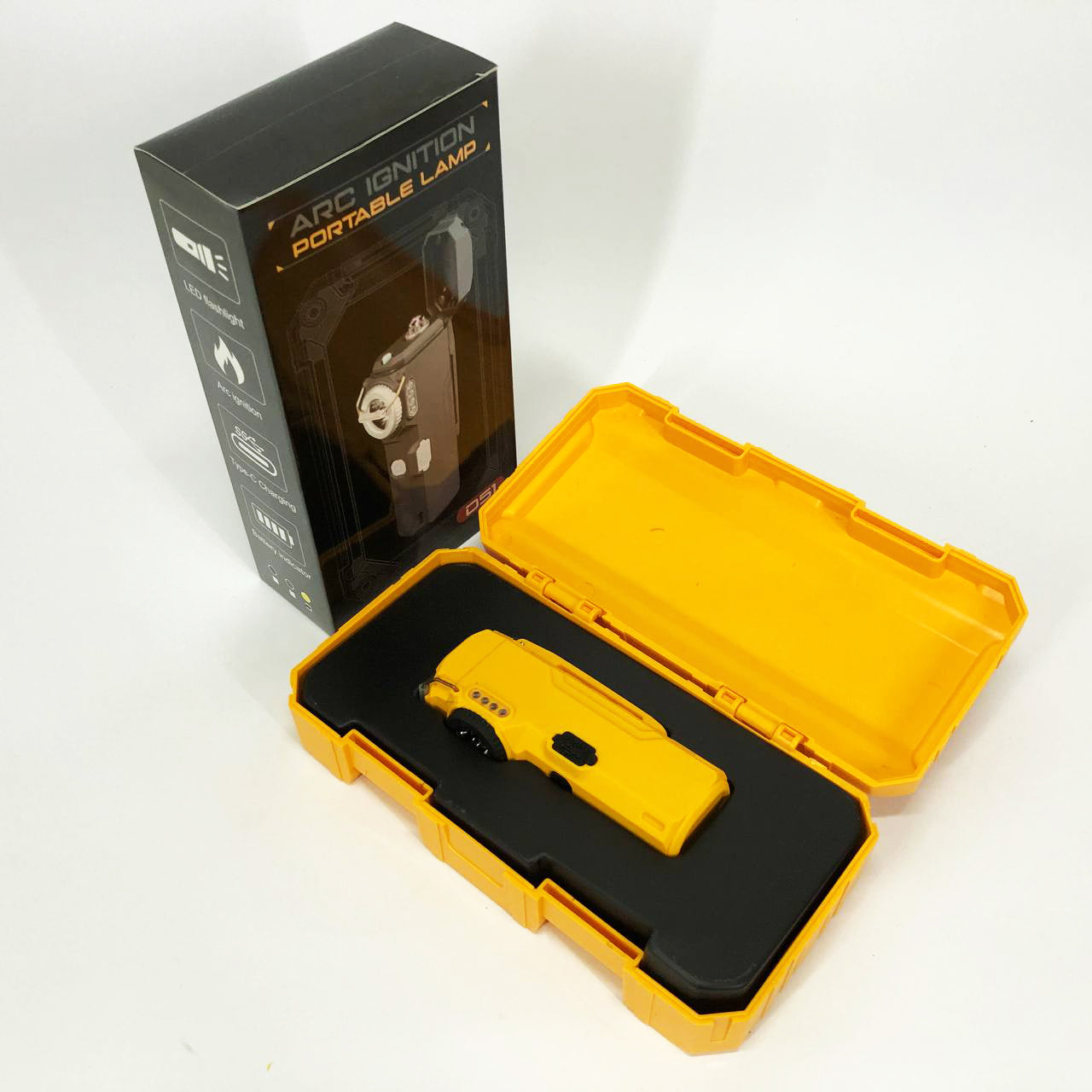 Фонарик-зажигалка армейская MULTIFUNCTIONAL D51-COB электроимпульсная аккумуляторная. Цвет: желтый