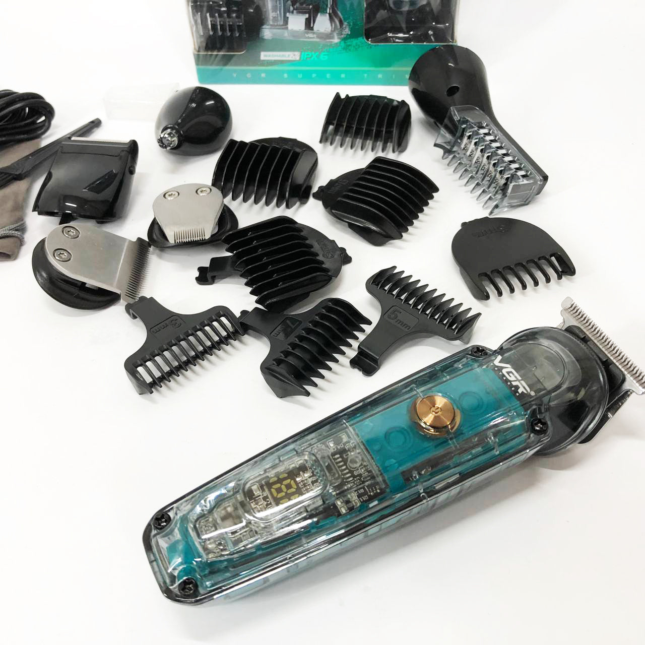 Машинка для стрижки волос, носа, бороды, бритва VGR V-102 5в1 беспроводной триммер с дисплеем