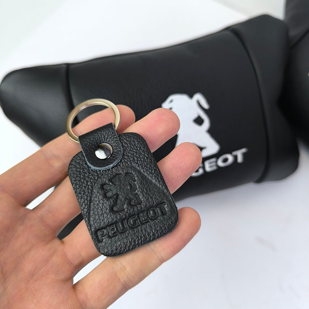 Набор подушек Peugeot из кожи + брелок в подарок, Автоподушки с вышивкой