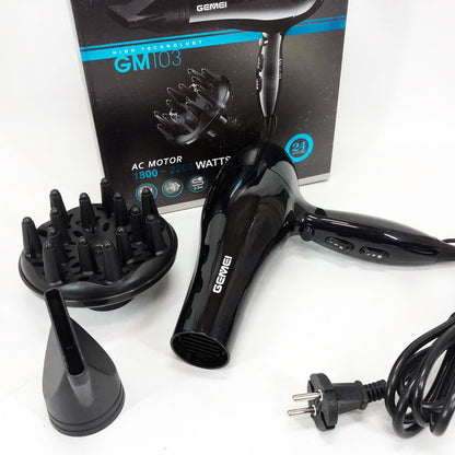 Професійний фен Gemei GM-103 2200Вт для сушіння укладання волосся режими швидкості, температури, сенсор