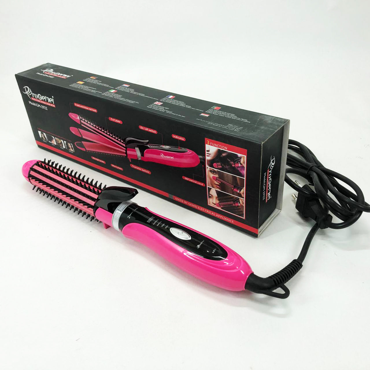 Плойка-утюжок 3в1 Gemei GM-2922, Современные щипцы для завивки волос, Прибор для завивки. Цвет: розовый