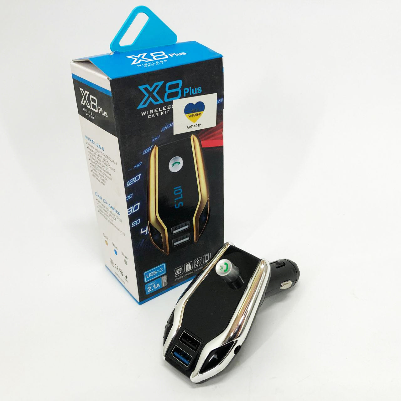 Автомобильный Fm модулятор Bluetooth FM X8 plus, Фм модулятор с флешкой от прикуривателя