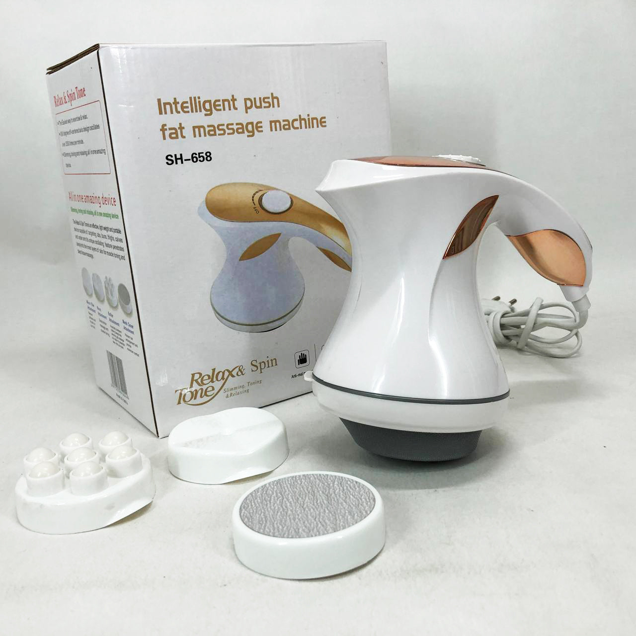 Массажер для тела Relax and Spin Tone SH-658, антицеллюлитный вибро массажер. Цвет: желтый