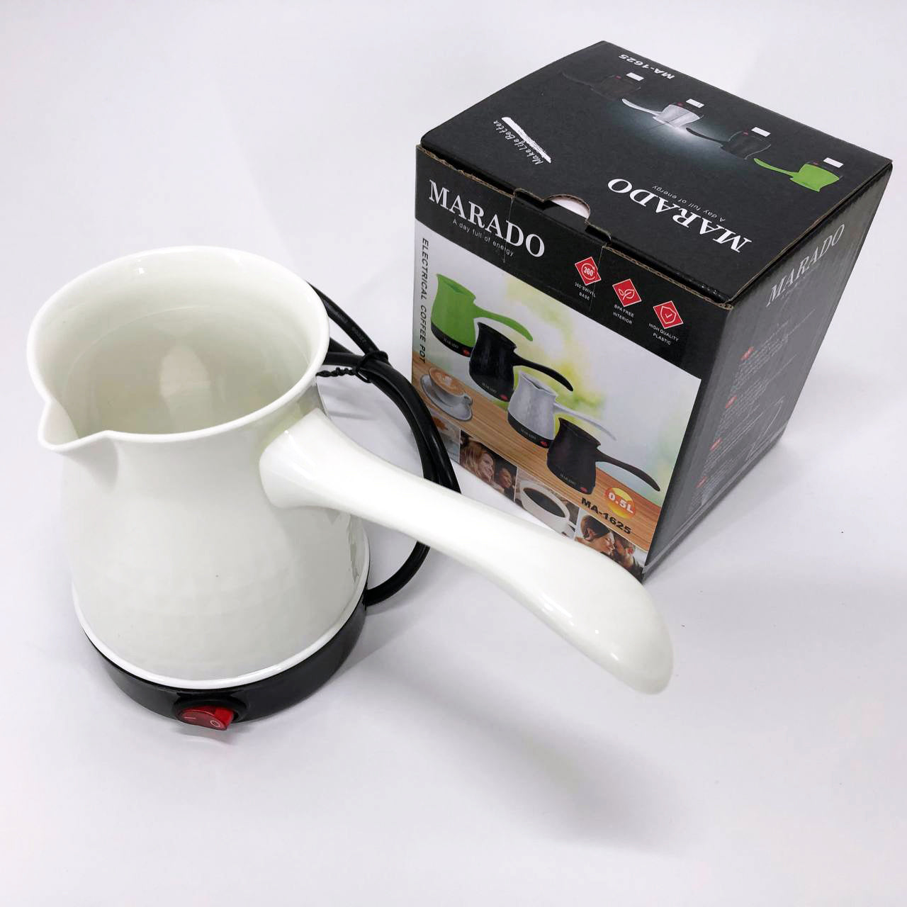 Электрическая турка для кофе Marado MA-1625, Турка для готовки кофе, Турка для заваривания. Цвет: белый