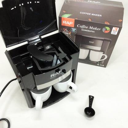 Кофеварка 2 чашки полуавтоматическая RAF R.115 650 Вт,  Капельная кофеварка электрическая для кухни