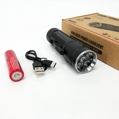 Ручний ліхтарик W5184-6XHP360, Супер яскравий ліхтарик, Суперпотужний пошуковий ручний ліхтар тактичний