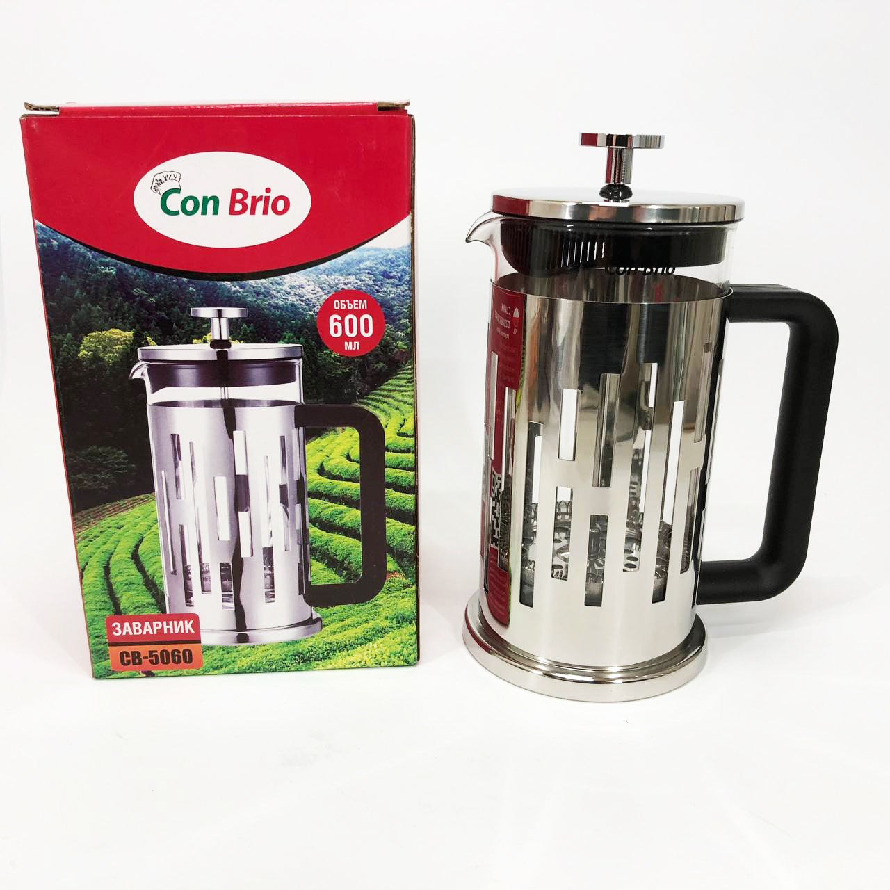 Заварник Con Brio CB-5060 Френч-пресс 600 мл,  Чайник самовар стеклянный, Заварники для чая и кофе