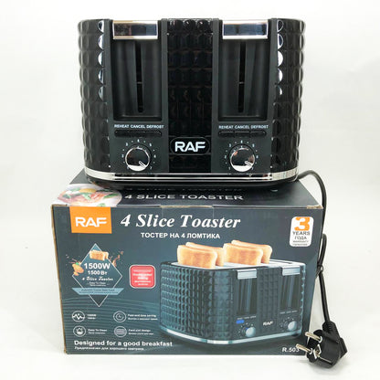 Тостер RAF R.503, 1500 Вт, 4 тоста, 6 уровней поджаривания, функции размораживания и подогрева