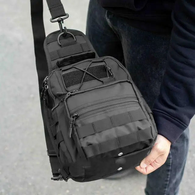 Качественная тактическая сумка, укрепленная мужская сумка рюкзак тактическая слинг. Цвет: черный