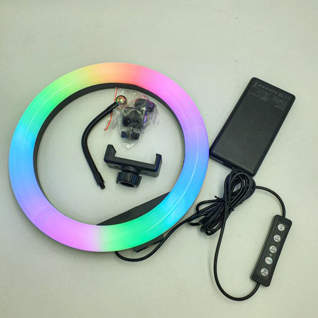 Кольцевая светодиодная лампа RGB LED RING MJ26 26 см с держателем телефона, кольцевая лампа большая