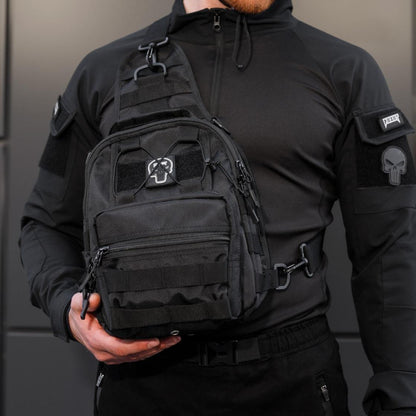 Качественная тактическая сумка, укрепленная мужская сумка рюкзак тактическая слинг. Цвет: черный