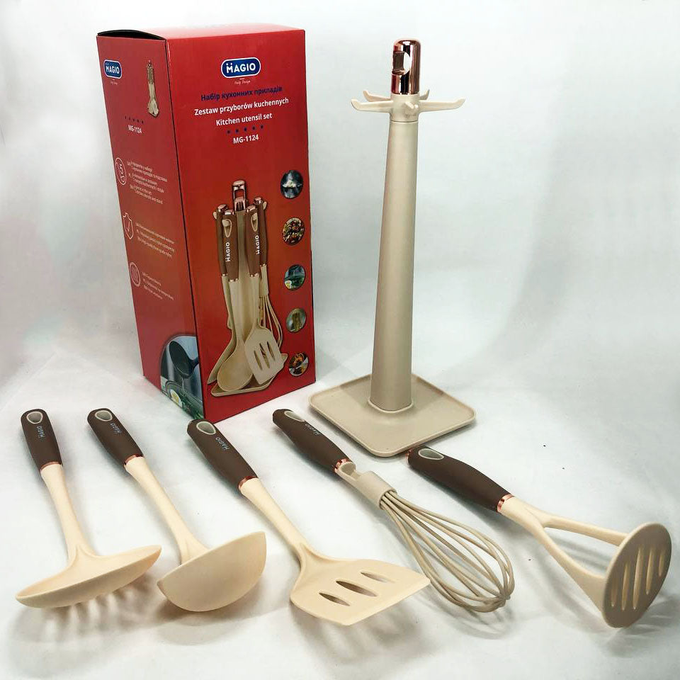 Набор кухонных приборов Magio MG-1124, набор принадлежностей для кухни из силикона, набор поварешек