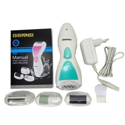 Эпилятор Gemei GM-7006 4в1 - Профеcсиональный беспроводной эпилятор бритва с насадками триммер + пемза