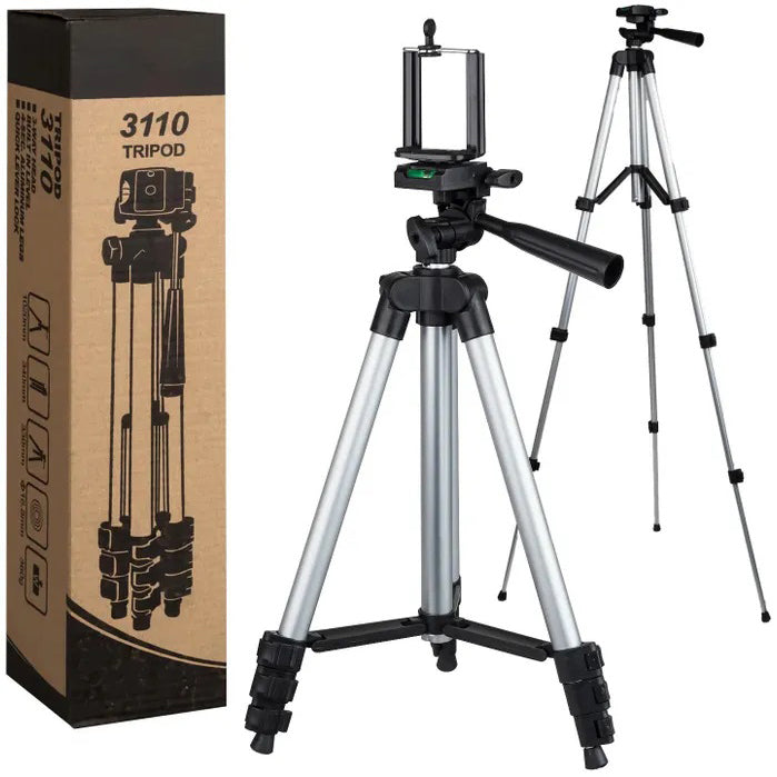 Штатив для телефона и фотоаппарата Tripod 3110 PRO портативный трипод 0,35-1.02м высота. Цвет: серебряный