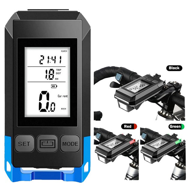 Велофара с компьютером и сигналом MT-088-T6, 450Lum, 18650 (2200mAh), кнопка, Освещение для велосипеда