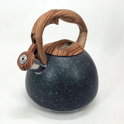 Чайник Unique со свистком UN-5306 2,7л мрамор, для газовых плит, чайник нержавейка. Цвет: темно-серый