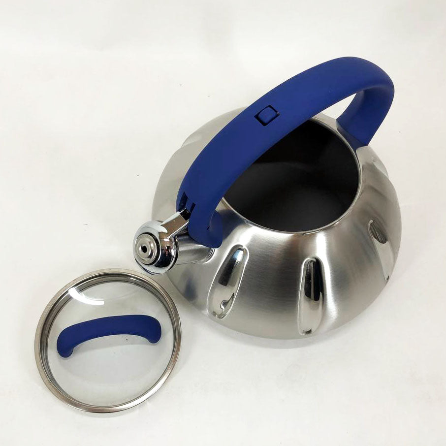 Чайник со свистком Unique UN-5303 кухонный на 3 литра, чайник для газовой плитки. Цвет: синий