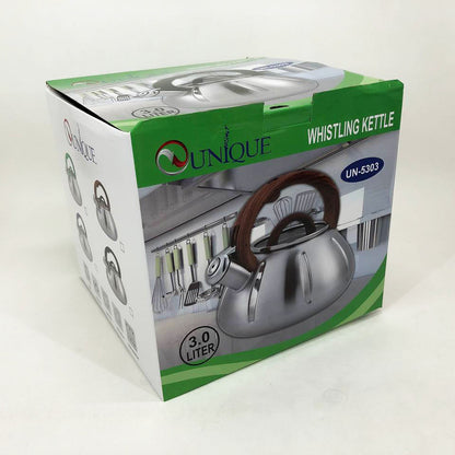 Чайник со свистком Unique UN-5303 кухонный на 3 литра, чайник для газовой плитки. Цвет: синий