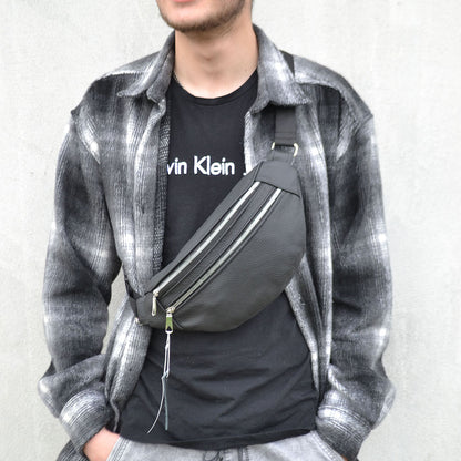 Качественная бананка из натуральной кожи, сумка мужская - женская кожаная барсетка.