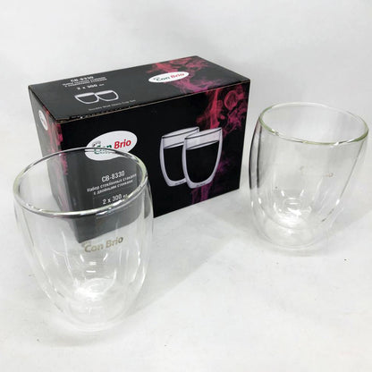 Набір склянок із подвійним дном Con Brio CB-8330-2 300 мл 2 шт, прозорі чашки із подвійними стінками