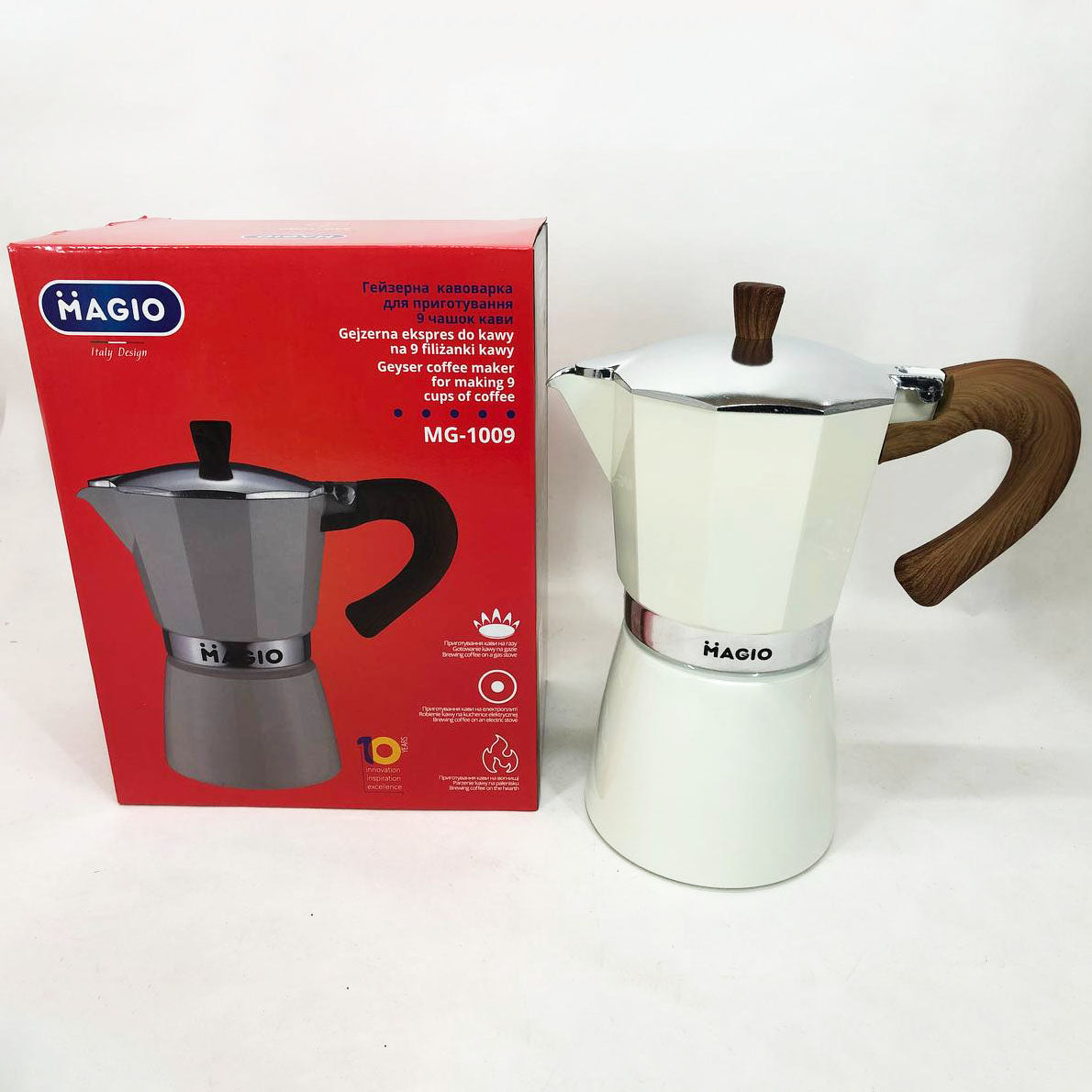 Гейзерная кофеварка Magio MG-1009 450 мл, гейзерная турка для кофе, кофеварка гейзерного типа