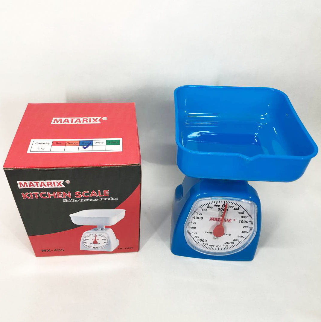 Весы кухонные механические MATARIX MX-405 5 кг, весы пищевые, весы со съемной чашей. Цвет: синий