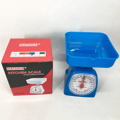 Весы кухонные механические MATARIX MX-405 5 кг, весы пищевые, весы со съемной чашей. Цвет: синий