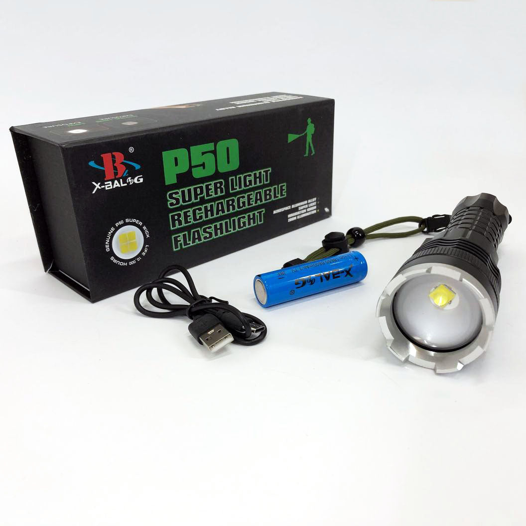 Фонарь аккумуляторный X-Balog BL-A72-P50, ручной фонарик, водонепроницаемый фонарь, мощный аккумуляторный