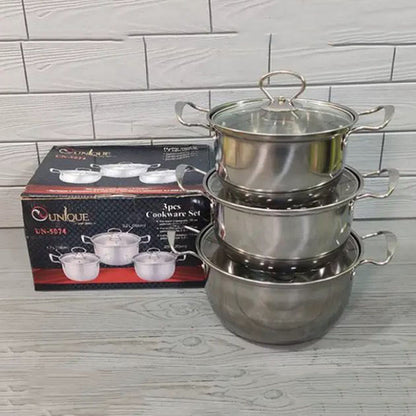 Набор кастрюль из нержавеющая стали с крышками UNIQUE UN-5074, набор посуды для электрических плит