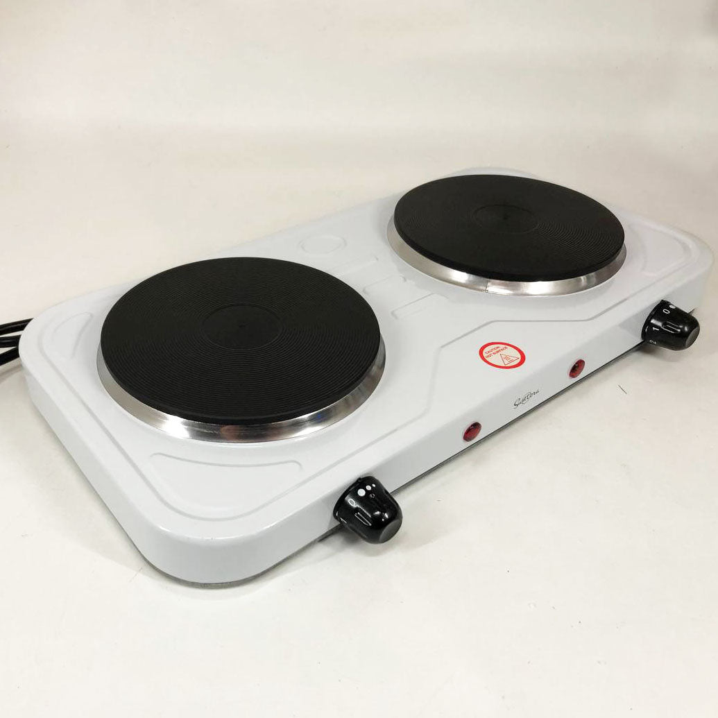 Плита электрическая Suntera DP-1925 2000 Вт, электроплита двухконфорочная настольная. Цвет: белый