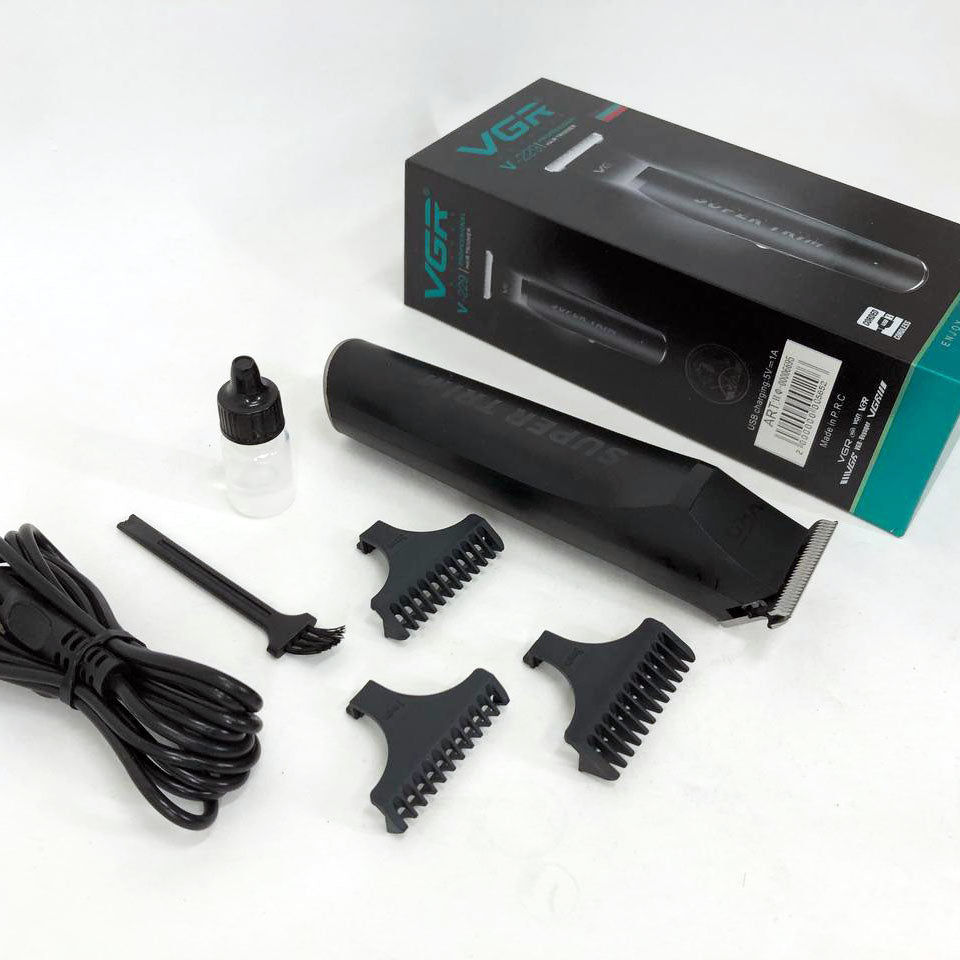 Машинка для стрижки VGR V-229 беспроводная с комплектом насадок, окантовочная машинка