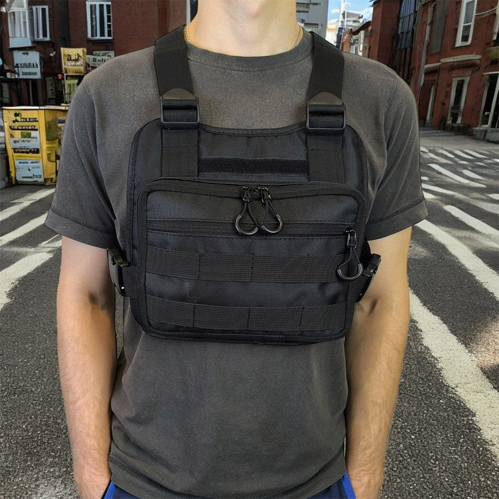 Нагрудная тактическая сумка мужская, сумка через плечо черная разгрузка