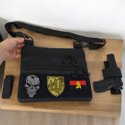 Сумка тактична чорна для прихованого носіння з кобурою, чоловічий месенджер із кордури