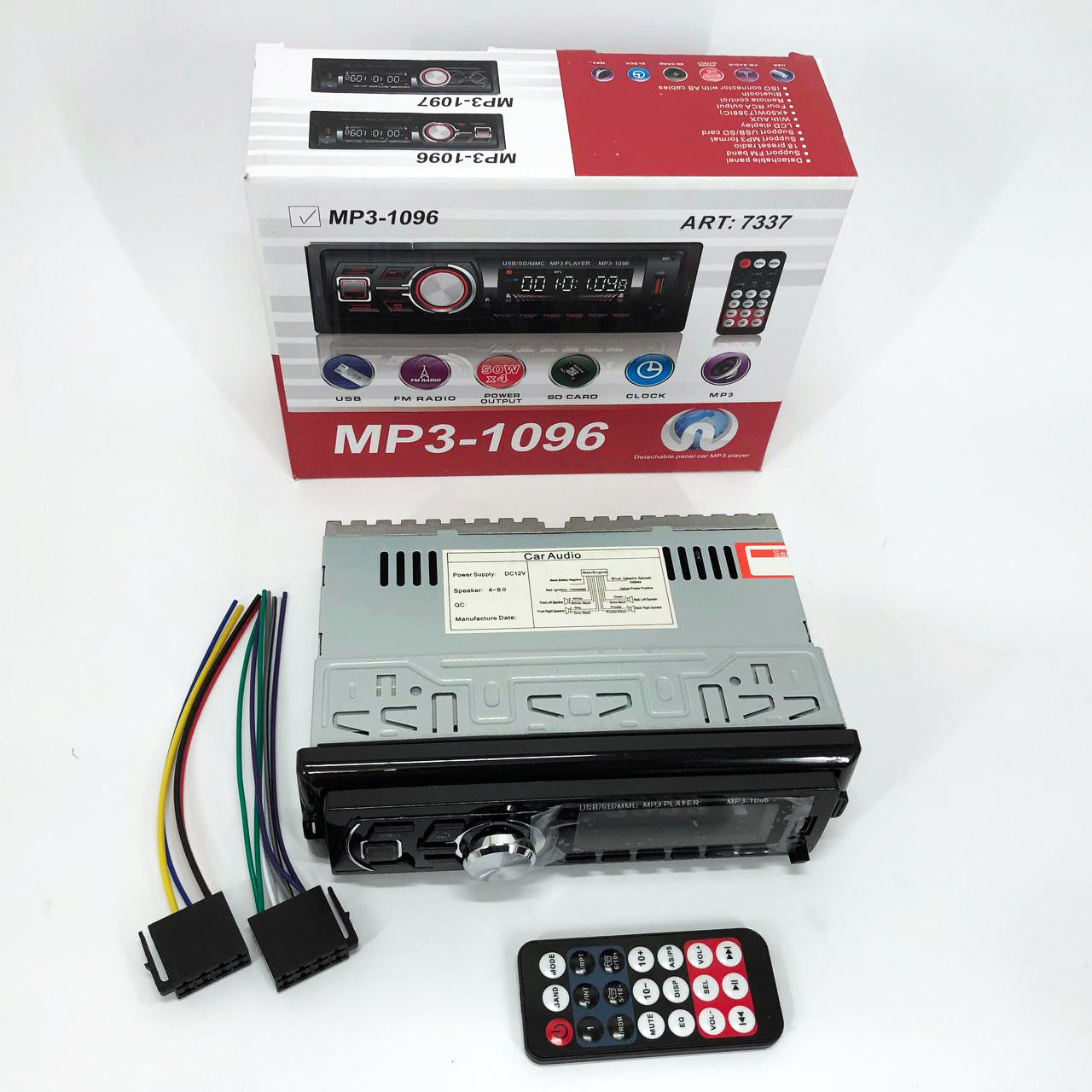 Автомагнитола MP3-1096 BT ISO со съемной панелью 4х50W, Магнитофон для машины авто автомобиля