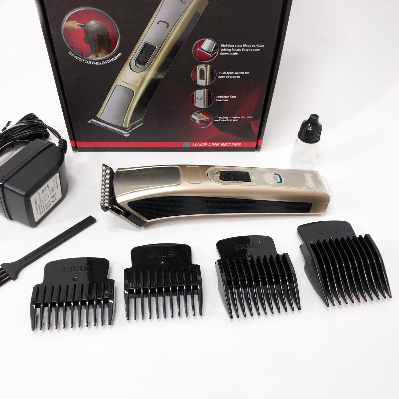Машинка для стрижки Gemei GM-657 беспроводная с комплектом насадок, Парикмахерские машинки