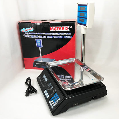 Весы товарные Matarix MX-411+ на 50 кг, Торговые весы с табло, Торговые весы настольные со стойкой