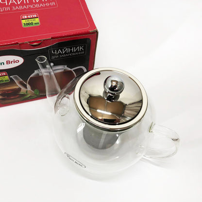 Заварочный чайник Con Brio 1 л CB-6310, Чайник самовар стеклянный, Эксклюзивные заварочные чайники