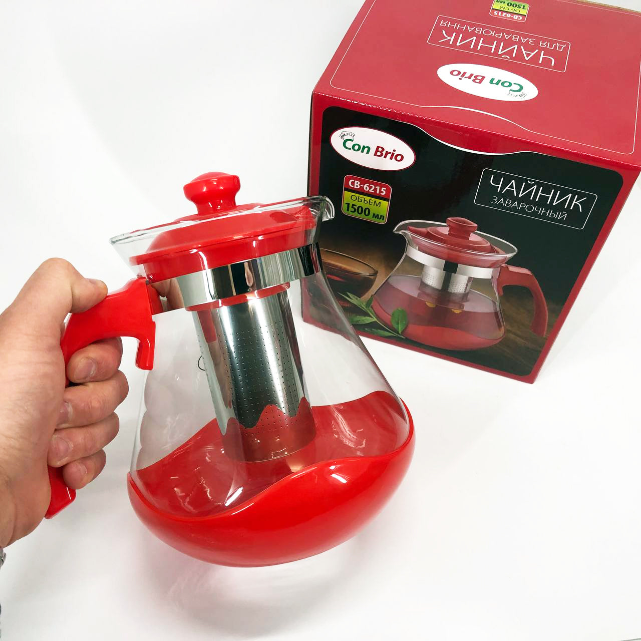 Чайник заварочный Con Brio Green CB-6215 1,5 л, Чайник заварочный качественный на кухню. Цвет: красный