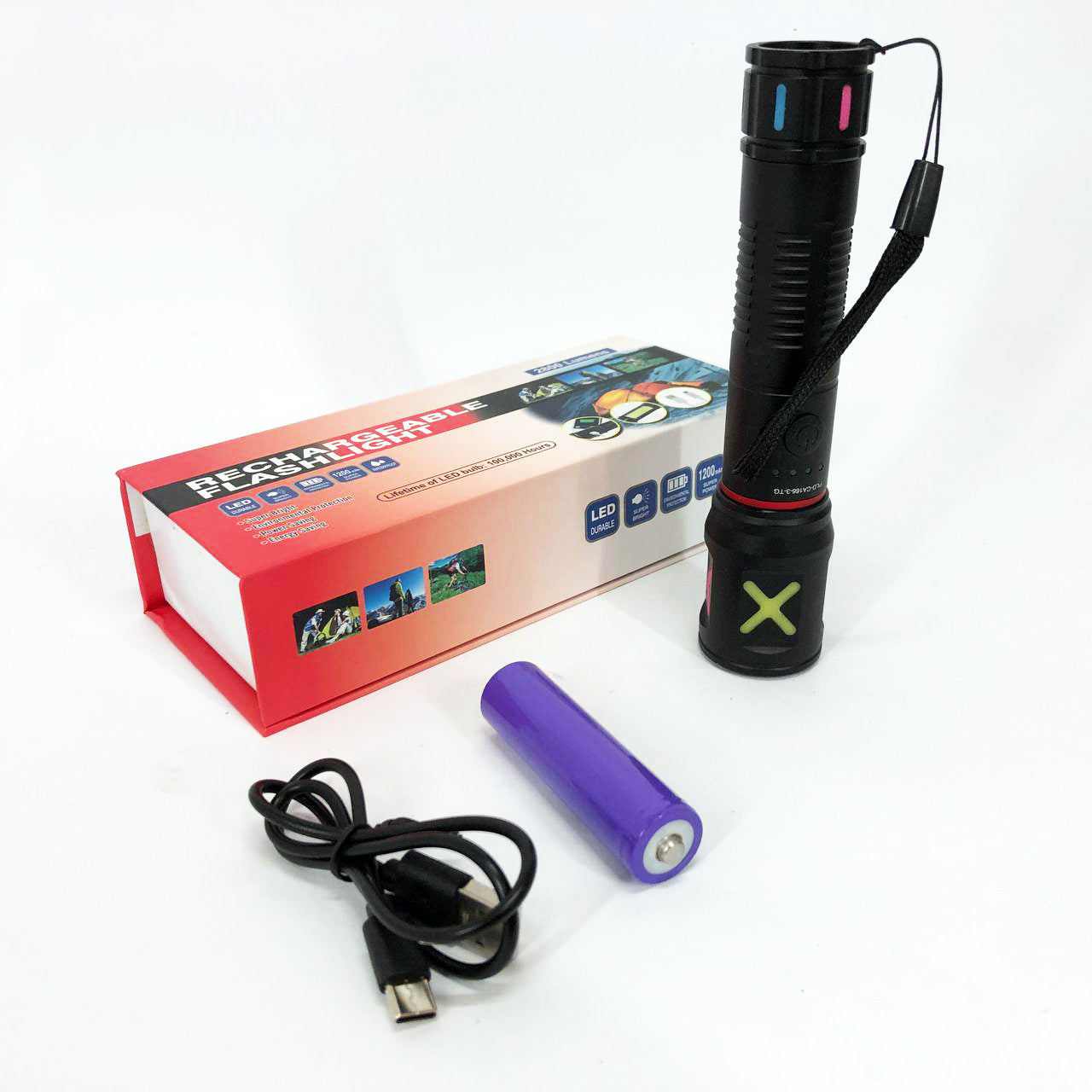 Фонарь ручной аккумуляторный PLD-CA166-3, Фонарь ручной мощный, Тактичный фонарь, Ручной фонарик led