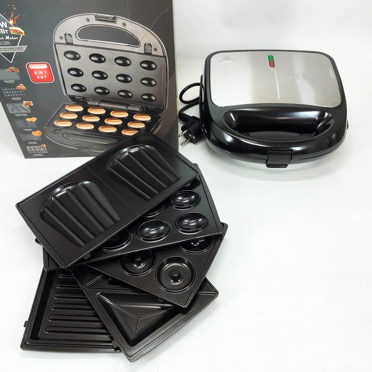 Мультимейкер 6в1 RAF R.541 Гриль прижимной сэндвичница вафельница орешник бутербродница