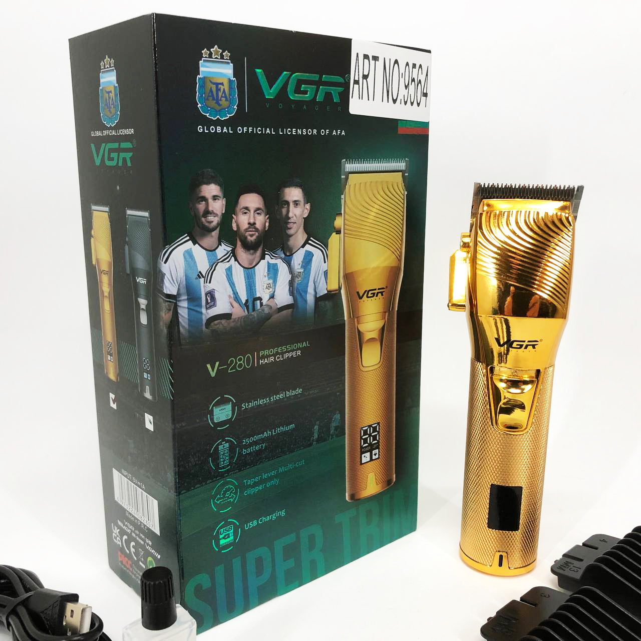 Аккумуляторная машинка для стрижки волос VGR V-280 с дисплеем и насадками, Качественная машинка