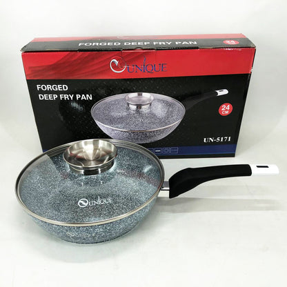 Сковорода глубокая с крышкой Unique UN-5171 24 см, Сковорода для приготовления на плите, удобная на кухню