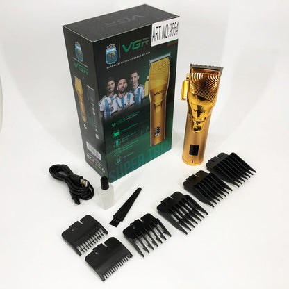 Аккумуляторная машинка для стрижки волос VGR V-280 с дисплеем и насадками, Качественная машинка
