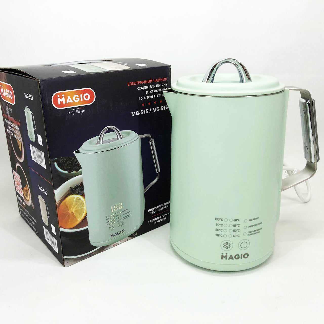 Электрочайник Magio MG-515, 1.5 л, 1500 Вт, с двойными стенками и регулировкой температуры