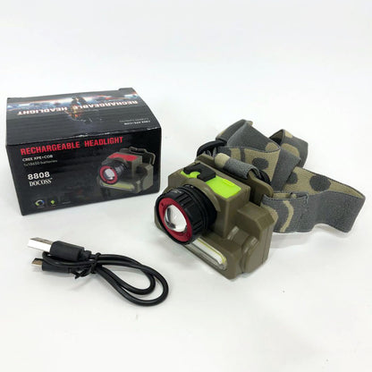 Фонарь налобный Police 8808/6908-XPE+COB, micro USB, встроенный аккумулятор, фонарик на голову с зарядкой